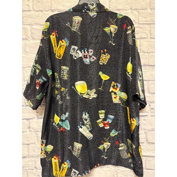 Ferugini Men's Cocktails & Casino Black Button Up Short Sleeve Shirt 4XL NWT! - Picture 3 of 4